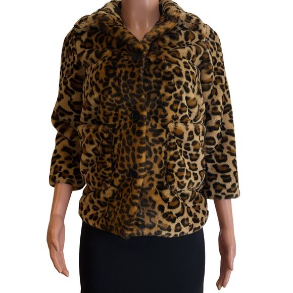 Zadig & Voltaire Madeleine Leopard Faux Fur Coat Kids Girls 10 Tan Brown - Read - Picture 5 of 16